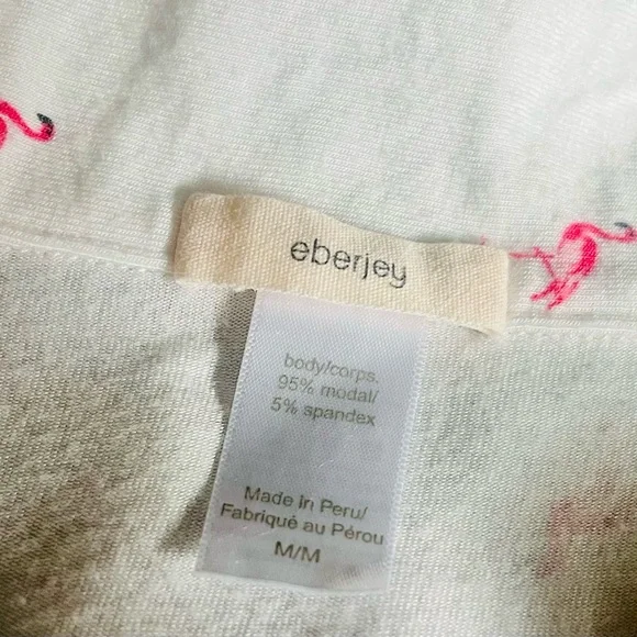 Eberjey White and Pink Flamingo Pajama Set - Picture 3 of 7